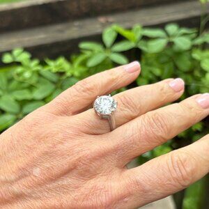 Six Prong Sterling Silver Moissanite Solitaire Ring Size 6.5